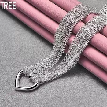 Женские многорядные модные свадебные украшения из стерлингового серебра 925 пробы в форме сердца 45CM