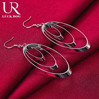 Женские многослойные полые серьги-кисточки из стерлингового серебра 925 пробы, длинные висячие серьги для пирсинга, модные свадебные украшения 2.50*4.50cm