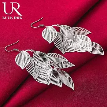 Женские многослойные полые серьги-кисточки из стерлингового серебра 925 пробы, длинные висячие серьги для пирсинга, модные свадебные украшения 2.00*6.10cm