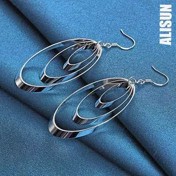 Женские многослойные полые серьги-кисточки из стерлингового серебра 925 пробы, длинные висячие серьги для пирсинга, модные свадебные украшения 2.50*4.50cm