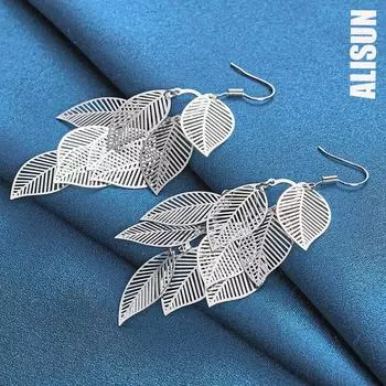 Женские многослойные полые серьги-кисточки из стерлингового серебра 925 пробы, длинные висячие серьги для пирсинга, модные свадебные украшения 2.00*6.10cm