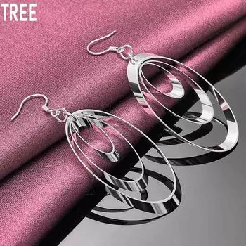 Женские многослойные полые серьги-кисточки из стерлингового серебра 925 пробы, длинные висячие серьги для пирсинга, модные свадебные украшения 2.00*6.10cm