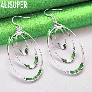 Женские многослойные полые серьги-кисточки из стерлингового серебра 925 пробы, длинные висячие серьги для пирсинга, модные украшения для свадьбы 2.50*4.50cm