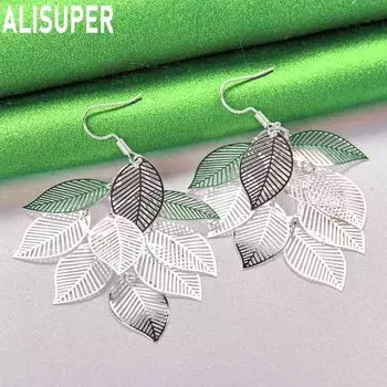 Женские многослойные полые серьги-кисточки из стерлингового серебра 925 пробы, длинные висячие серьги для пирсинга, модные украшения для свадьбы 2.00*6.10cm