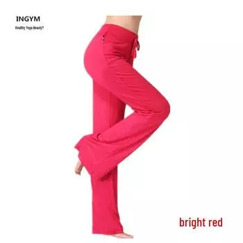 Женские модальные брюки микро-клеш для фитнеса и танцев - Свободные брюки для йоги и повседневной носки M красный