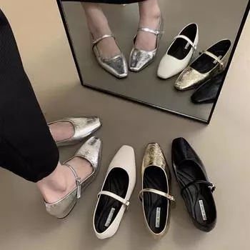 Женские модельные туфли на массивном низком каблуке. Туфли Мэри Джейн на каблуке. Удобные рабочие туфли-лодочки с квадратным закрытым носком для женщин. Повседневные туфли Мэри Джейн с ремешком на щиколотке. 35