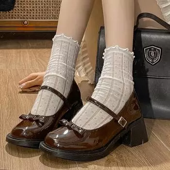 Женские модельные туфли в форме Jk из лакированной кожи, винтажные туфли Мэри Джейн на квадратном каблуке, женские туфли-лодочки в японском стиле с пряжкой и ремешком 35 чёрный