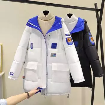 женские модели средней и длинной длины, свободные и утолщенные модели зимой, студенческие парные куртки на хлопковой подкладке. S