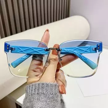 Женские модные безрамочные солнцезащитные очки для фотосъемки на открытом воздухе, модное ношение с солнцезащитными очками в большой оправе XY442 Очки для вождения водителя серый