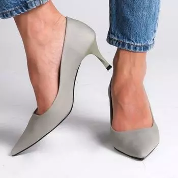 Женские модные бирюзовые туфли на каблуке зеленого цвета из матовой атласной ткани женские туфли на шпильке на каблуке