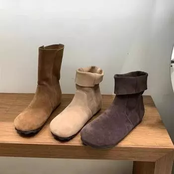 Женские модные ботильоны из искусственной замши на толстом каблуке, женские плоские ботинки цвета хаки в стиле вестерн, женские осенние короткие ботинки в стиле ретро 35 верблюд