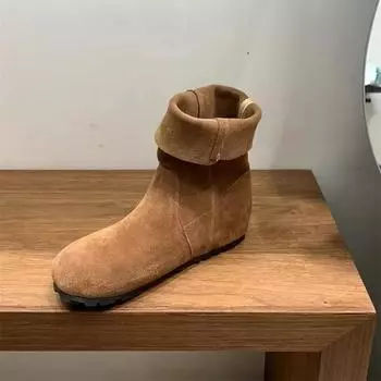 Женские модные ботильоны из искусственной замши на толстом каблуке, женские плоские ботинки цвета хаки в стиле вестерн, женские осенние короткие ботинки в стиле ретро 35 верблюд