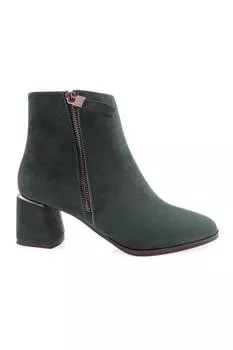 Женские модные ботильоны на толстом каблуке с круглым носком и металлической застежкой-молнией