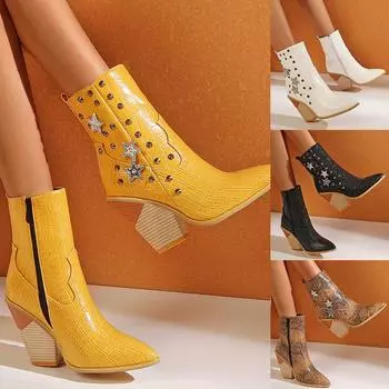 Женские модные ботинки больших размеров с шипами, ботильоны на очень высоком каблуке со змеиным острым носком 42 белый