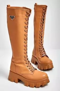 Женские модные ботинки и ботильоны светло-коричневого цвета