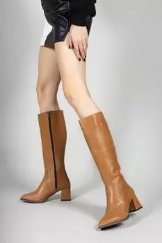 Женские модные ботинки из светло-коричневой кожи 0012046