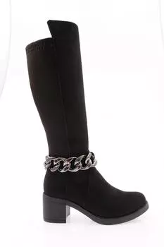 Женские модные ботинки на эластичном каблуке с цепочкой на щиколотке и детализацией сзади 706-22K