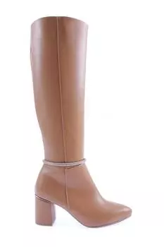 Женские модные ботинки на каблуке-цепочке