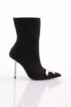 Женские модные ботинки на каблуке с эмблемой спереди