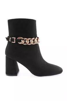 Женские модные ботинки на каблуке с аксессуарами-цепочками