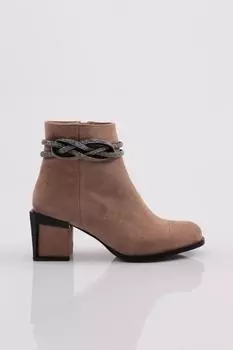 Женские модные ботинки на каблуке с блестками и веревками