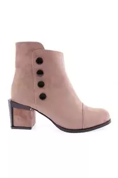 Женские модные ботинки на каблуке с детальными аксессуарами