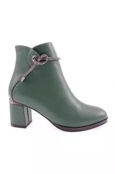 Женские модные ботинки на каблуке с каменной застежкой и боковой молнией