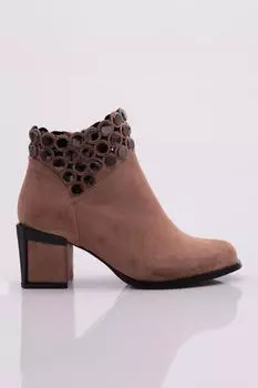 Женские модные ботинки на каблуке с кристаллами и камнями