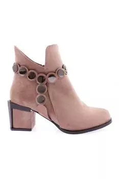 Женские модные ботинки на каблуке с пряжками