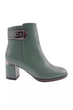 Женские модные ботинки на каблуке с пряжкой и боковой молнией