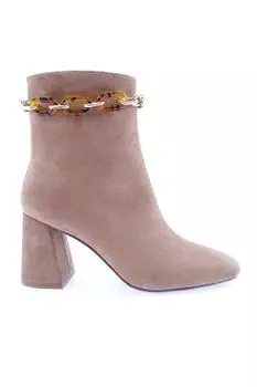 Женские модные ботинки на каблуке с толстыми цепочками и аксессуарами