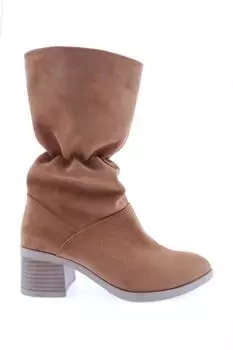 Женские модные ботинки на каблуке с тупым носком и шнурком