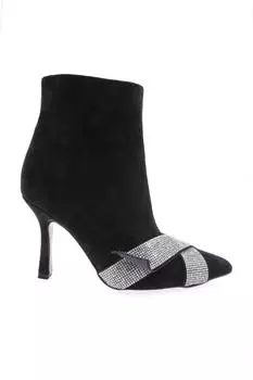 Женские модные ботинки на каблуке со скрещенными камнями и деталями