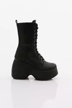 Женские модные ботинки на платформе и каблуке со шнуровкой на толстой подошве