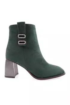 Женские модные ботинки на толстом каблуке с аксессуарами с тупым носком