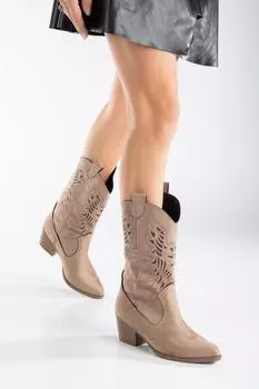 Женские модные ботинки с декоративной вышивкой в стиле вестерн