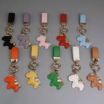 Женские модные брелки, аксессуары с подвесками в виде пони, брелок из искусственной кожи с лошадью, милый брелок для ключей в виде сумки