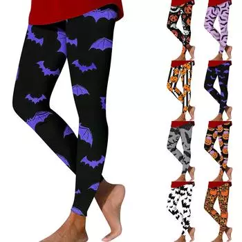 Женские модные брюки с эластичной нижней частью и принтом на Хэллоуин, эластичные брюки для йоги, девятиминутные брюки M оранжевый