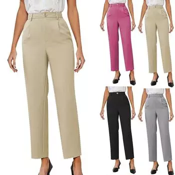 Женские модные брюки с эластичной резинкой на талии, деловые повседневные эластичные брюки для костюма L чёрный