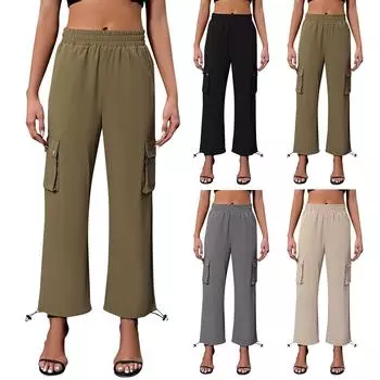 Женские модные брюки спецодежды с высокой талией и быстросохнущими укороченными брюками L