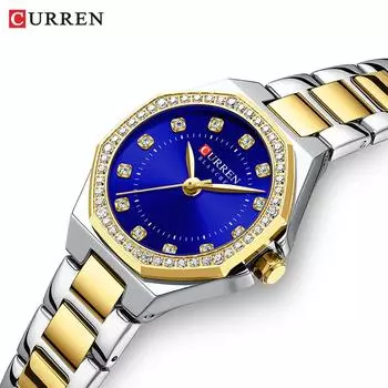 Женские модные часы с бриллиантами, легкие, роскошные, со стальной полосой, водонепроницаемые, женские кварцевые часы, праздничный подарок, женские изысканные подарочные часы синий/серебряный