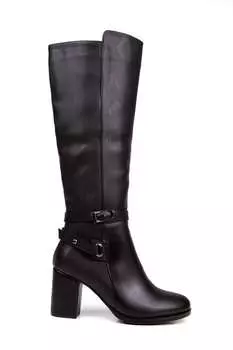 Женские модные черные ботинки из искусственной кожи на каблуке