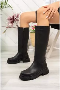 Женские модные черные кожаные ботинки нового сезона