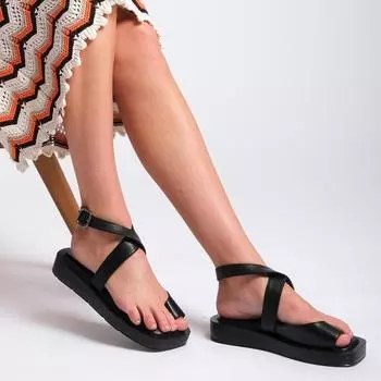 Женские модные черные шлепанцы из натуральной кожи