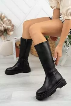 Женские модные черные водонепроницаемые ботинки на толстой подошве на молнии