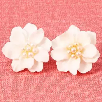 Женские модные цветочные антиаллергенные серьги, аксессуары для ушей, ювелирные изделия, подарочный орнамент One Size белый