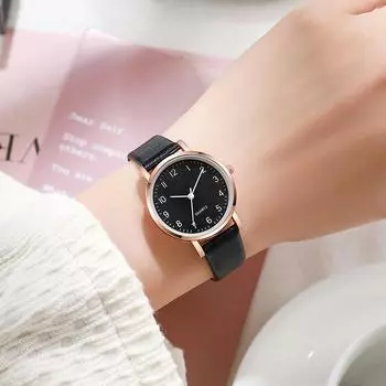 Женские модные дизайнерские часы, женские изысканные маленькие женские наручные часы из кожи, женские часы бренда чёрный