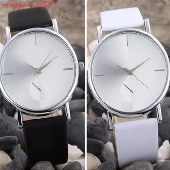 Женские модные дизайнерские циферблаты с кожаным ремешком, аналоговые кварцевые наручные часы белый