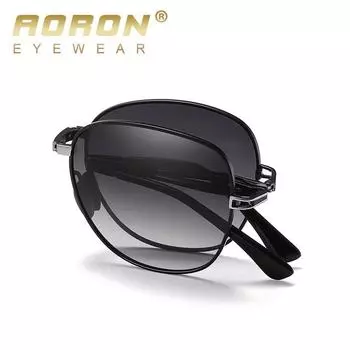 Женские модные дизайнерские складные поляризационные солнцезащитные очки, очки для вождения на открытом воздухе, антибликовые фотохромные солнцезащитные очки UV400 Gray Lens чёрный/серебряный