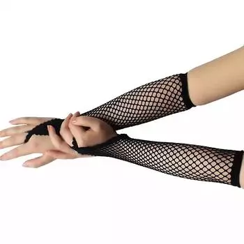 Женские модные длинные перчатки без пальцев в сеточку, праздничная одежда с манжетами для ног, нарядное платье для женщин, сексуальные красивые утеплители для рук free size чёрный
